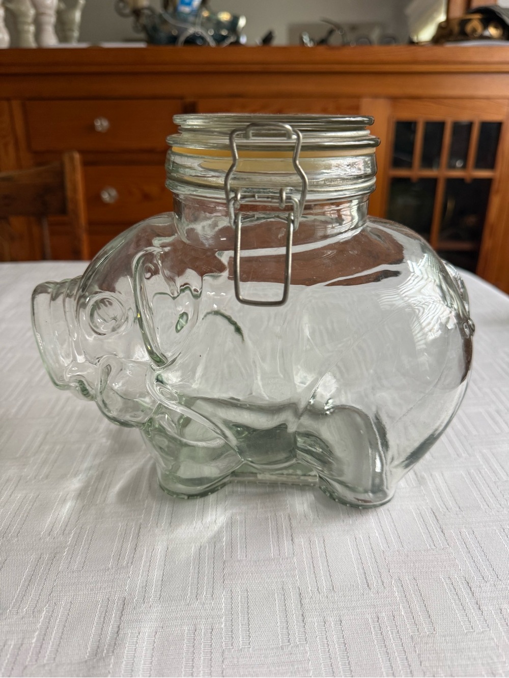NWT Amici Handmade Clear Glass Piggy Jar
